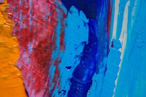 Closeup of abstract rough art painting texture, with oil brushstroke, pallet knife paint on canvas photo