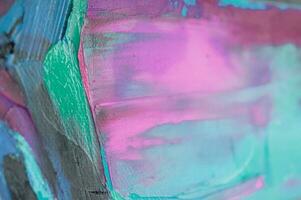 Closeup of abstract rough art painting texture, with oil brushstroke, pallet knife paint on canvas photo