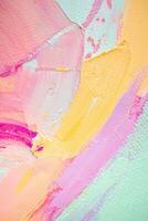 petróleo pintura en multicolor tonos conceptual resumen de cerca de un pintura por petróleo y paleta cuchillo en lienzo. foto