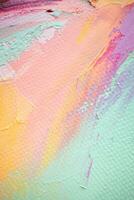 Oil painting in multicolored tones. Conceptual abstract closeup of a painting by oil and palette knife on canvas. photo