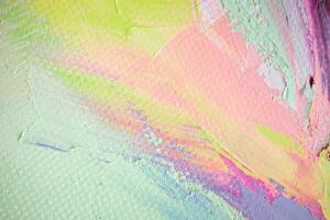 Oil painting in multicolored tones. Conceptual abstract closeup of a painting by oil and palette knife on canvas. photo