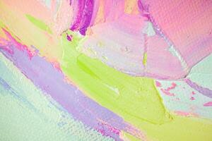 Oil painting in multicolored tones. Conceptual abstract closeup of a painting by oil and palette knife on canvas. photo