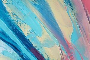 Closeup of abstract rough colorful art painting texture, with oil brushstroke, pallet knife paint on canvas, complementary colors. photo