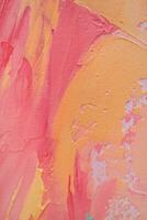 Closeup of abstract rough colorful art painting texture, with oil brushstroke, pallet knife paint on canvas, complementary colors photo