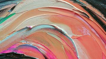 Abstract colorful oil painting on canvas. Oil paint texture with brush and palette knife strokes. multicolored wallpaper. Macro close up acrylic background. photo