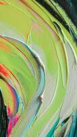 Abstract colorful oil painting on canvas. Oil paint texture with brush and palette knife strokes. multicolored wallpaper. Macro close up acrylic background. photo