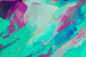 Fragment. Multicolored texture painting. Abstract art background. oil on canvas. Rough brushstrokes of paint. Closeup of a painting by oil and palette knife. Highly-textured, high quality details. photo