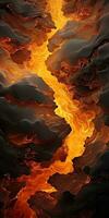 Abstract hypnotic illusion of gold lava over gold color. Abstract background with gold liquid lava flowing in curves. photo