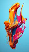 colorful paint 3d splash. Isolated element on the transparent background. High quality Illustration. photo
