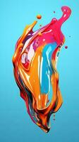 colorful paint 3d splash. Isolated element on the transparent background. High quality Illustration. photo