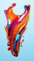 colorful paint 3d splash. Isolated element on the transparent background. High quality Illustration. photo