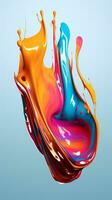 colorful paint 3d splash. Isolated element on the transparent background. High quality Illustration. photo