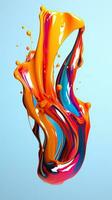 colorful paint 3d splash. Isolated element on the transparent background. High quality Illustration. photo