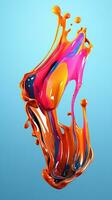 colorful paint 3d splash. Isolated element on the transparent background. High quality Illustration. photo