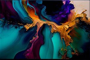 Set of Alcohol ink abstract painting. Style incorporates the swirls of marble or the ripples of agate. Used as a trendy background for wallpapers, posters, cards, invitations, websites. photo