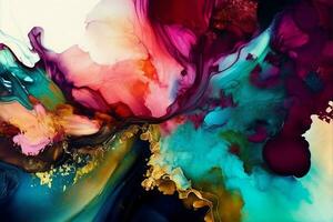 Set of Alcohol ink abstract painting. Style incorporates the swirls of marble or the ripples of agate. Used as a trendy background for wallpapers, posters, cards, invitations, websites. photo