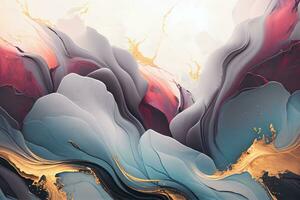Alcohol ink abstract painting. Style incorporates the swirls of marble or the ripples of agate. Used as a trendy background for wallpapers, posters, cards, invitations, websites. photo