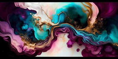 Set of Alcohol ink abstract painting. Style incorporates the swirls of marble or the ripples of agate. Used as a trendy background for wallpapers, posters, cards, invitations, websites. photo