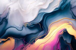 Alcohol ink abstract painting. Style incorporates the swirls of marble or the ripples of agate. Used as a trendy background for wallpapers, posters, cards, invitations, websites. photo