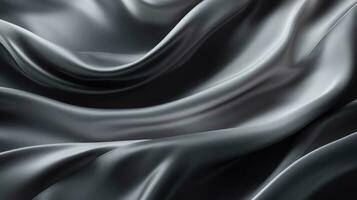 Abstract black background luxury cloth or liquid wave or wavy folds of grunge silk texture satin velvet material for luxurious elegant wallpaper design. High quality illustration photo