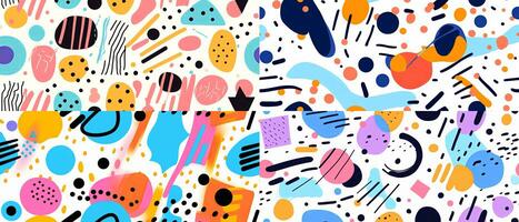 Geometric design of trendy Memphis 80s-90s style. Abstract pop art color paint splash background. photo
