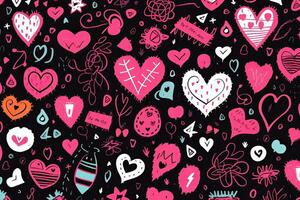 conjunto de San Valentín día en boho estilo. ilustraciones de corazón, flor guirnalda, plumas, marcos y pájaro. colección para enamorado, tarjeta o tarjeta postal foto