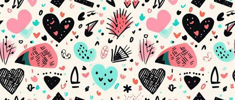 conjunto de San Valentín día en boho estilo. ilustraciones de corazón, flor guirnalda, plumas, marcos y pájaro. colección para enamorado, tarjeta o tarjeta postal foto