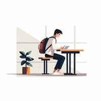 flat illustration of young woman and man student studying. Students studying and preparing for examination. photo