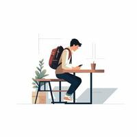 flat illustration of young woman and man student studying. Students studying and preparing for examination. photo