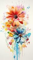 Colorful watercolor art. Isolated on white background. In a realistic manner, colorful, rainbow. Ideal for teaching materials, books and nature-themed designs. Paint splash icons. created by AI photo