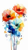 Colorful watercolor art. Isolated on white background. In a realistic manner, colorful, rainbow. Ideal for teaching materials, books and nature-themed designs. Paint splash icons. created by AI photo