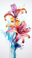 Colorful watercolor art. Isolated on white background. In a realistic manner, colorful, rainbow. Ideal for teaching materials, books and nature-themed designs. Paint splash icons. created by AI photo