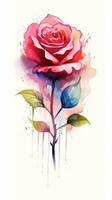 Colorful watercolor art. Isolated on white background. In a realistic manner, colorful, rainbow. Ideal for teaching materials, books and nature-themed designs. Paint splash icons. created by AI photo