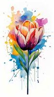 Colorful watercolor art. Isolated on white background. In a realistic manner, colorful, rainbow. Ideal for teaching materials, books and nature-themed designs. Paint splash icons. created by AI photo