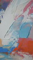 Fragment. Multicolored texture painting. Abstract art background. oil on canvas. Rough brushstrokes of paint. Closeup of a painting by oil and palette knife. Highly-textured, high quality details. photo