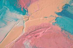 Fragment. Multicolored texture painting. Abstract art background. oil on canvas. Rough brushstrokes of paint. Closeup of a painting by oil and palette knife. Highly-textured, high quality details. photo