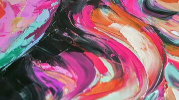 Abstract colorful oil painting on canvas. Oil paint texture with brush and palette knife strokes. multicolored wallpaper. Macro close up acrylic background. photo