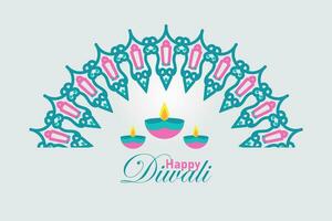 Indian festival Happy Diwali mandala ornament, holiday Background, Diwali celebration greeting card, vector illustration design.