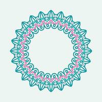 Decorative line art frame for design template. Elegant vector element Eastern style, place for text. blue and pink outline floral border. Lace illustration for invitations and greeting cards