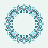 Decorative line art frame for design template. Elegant vector element Eastern style, place for text. blue and pink outline floral border. Lace illustration for invitations and greeting cards