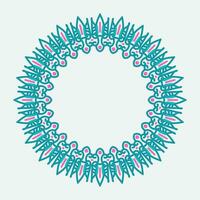 Decorative line art frame for design template. Elegant vector element Eastern style, place for text. blue and pink outline floral border. Lace illustration for invitations and greeting cards