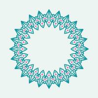 Decorative line art frame for design template. Elegant vector element Eastern style, place for text. blue and pink outline floral border. Lace illustration for invitations and greeting cards