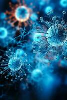 Microscopic virus structure images laboratory setting background with empty space for text photo