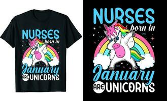 Nurses Born in January Are Unicorns or Birthday T shirt Design or Unicorns T shirt design or Poster design or Nurses t shirt design or Unicorn vector