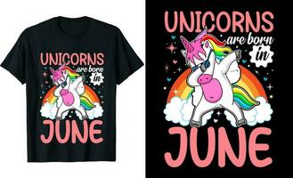 unicornios son nacido en junio o cumpleaños t camisa diseño o unicornios t camisa diseño o póster diseño o t camisa diseño o unicornio vector