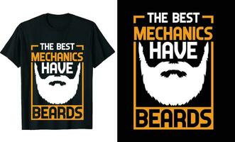 mejor mecánica tener barbas gracioso mecánica largo manga camiseta o mecánica t camisa diseño o barbas camiseta diseño vector