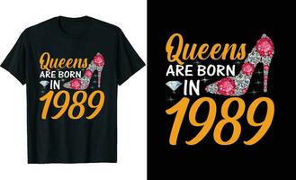 reinas son nacido en o cumpleaños t camisa diseño o tipografía camiseta diseño o cumpleaños citas o póster diseño o cumpleaños vector o diamante t camisa diseño