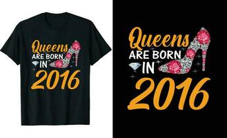 Queens are born in or Birthday t shirt design or typography tshirt design or birthday quotes or poster design or birthday vector or Dimond t shirt design