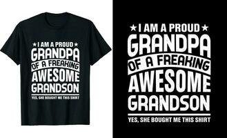 I'm a Proud Grandpa of a Freaking Awesome Grandson or Grandpa t shirt design or Grandson t shirt design vector