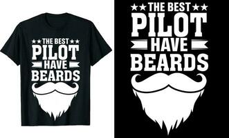 mejor piloto tener barbas gracioso piloto largo manga camiseta o piloto t camisa diseño o barbas camiseta diseño vector